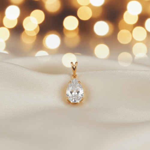 Pingente Gota Ponto de Luz com Zircônia – Banho Prata 950 e Banho Ouro 18k ✨💎