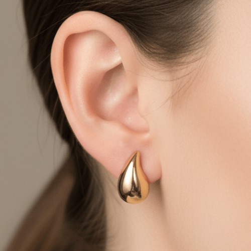 Brinco Gota Liso – Banho Prata 950 e Banho Ouro 18k ✨💧