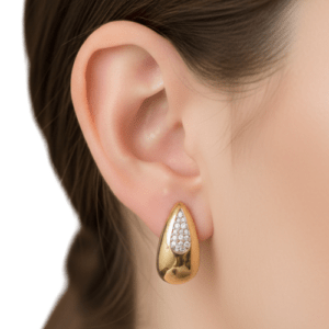 Brinco Gota Contemporâneo com Micro Zircônias – Banho Prata 950 e Banho Ouro 18k ✨💎